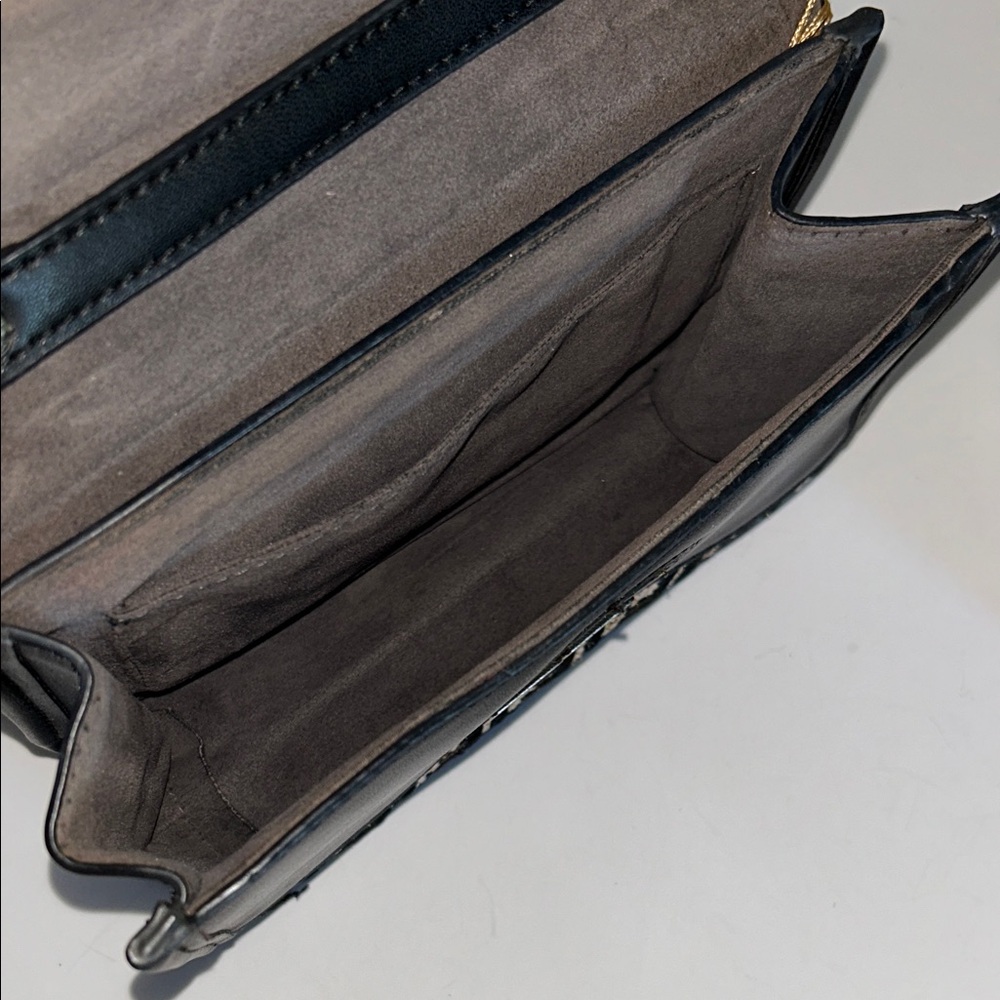 Black and Brown Shoulder Bag with Gold Accents - Picture 13 of 17